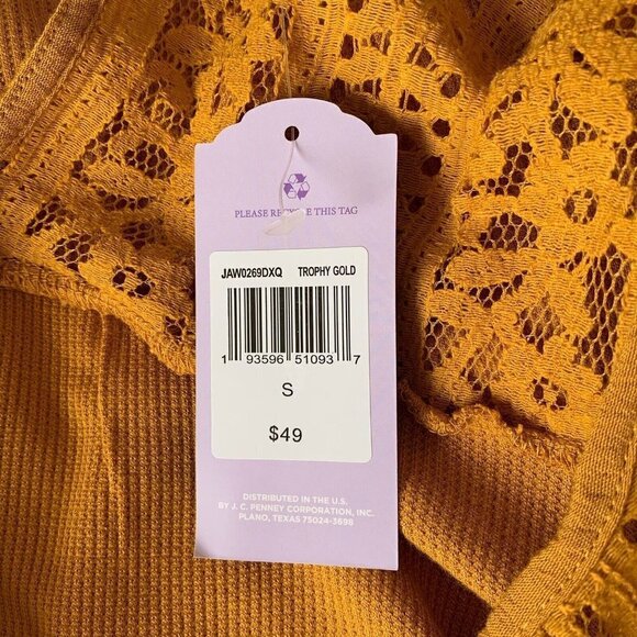 Artesia Women’s Small Mustard Yellow Lace Long Sleeve Top New - Picture 9 of 12